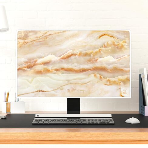 Baocicco Abstract Computer Monitor Cover with Marble Design Aesthetic Laptop Computer Cover for Xmas Home Office Decoration Anti-Static Dustproof Protective Cover for LCD/LED/HD 22, 23, 24, 25 Inch in Saudi Arabia