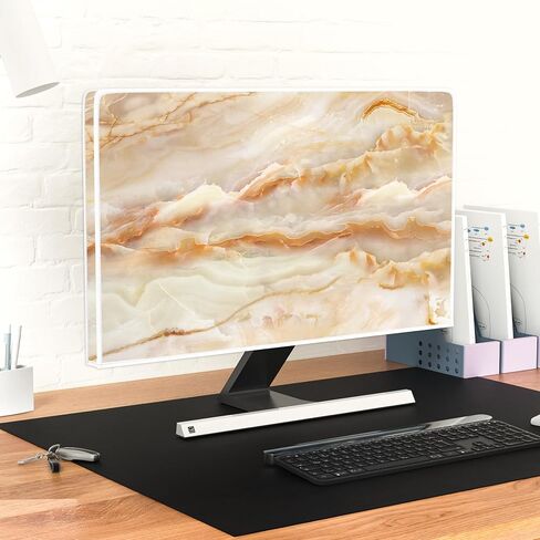 Baocicco Abstract Computer Monitor Cover with Marble Design Aesthetic Laptop Computer Cover for Xmas Home Office Decoration Anti-Static Dustproof Protective Cover for LCD/LED/HD 22, 23, 24, 25 Inch in Saudi Arabia