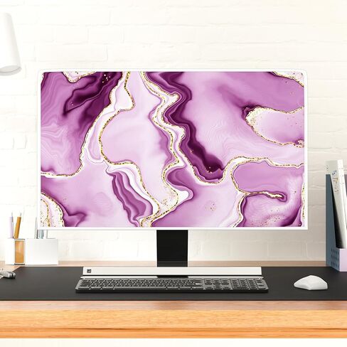 Baocicco Abstract Computer Monitor Cover with Marble Design Aesthetic Laptop Computer Cover for Xmas Home Office Decoration Anti-Static Dustproof Protective Cover for LCD/LED/HD 22, 23, 24, 25 Inch in Saudi Arabia
