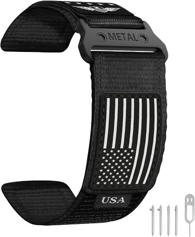 Rugged Nylon Bands with Stars - Stripes Flag Design for Garmin Instinct 2 Solar/Instinct 3 45mm/Instinct, 22mm Sport Breathable Wristband for Garmin Instinct Tactical/E 45mm/Tide/Esports in Kuwait