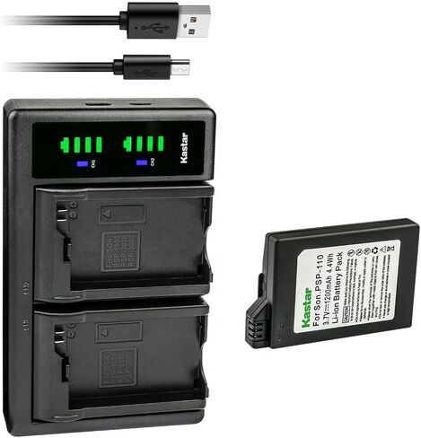 Kastar 1-Pack PSP 110 Battery and LTD2 USB Charger Replacement for Sony PSP-S110 Battery, Sony PSP-2000, PSP-2001, PSP-2002, PSP-2003, PSP-2004, PSP-2005, PSP-2006, PSP-2007, PSP-2008, PSP-2009 in Saudi Arabia