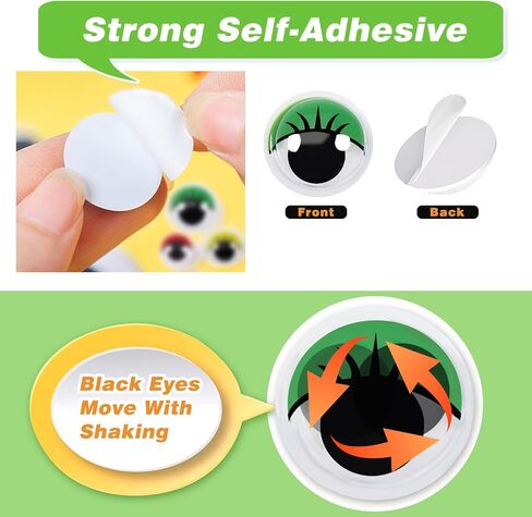 TOAOB 210pcs 15mm Wiggle Eyes with Eyelashes Googly Eye Self Adhesive in Kuwait