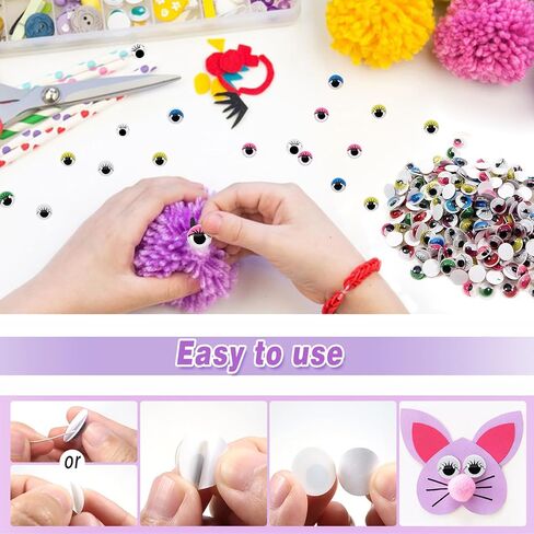 TOAOB 210pcs 15mm Wiggle Eyes with Eyelashes Googly Eye Self Adhesive in Kuwait