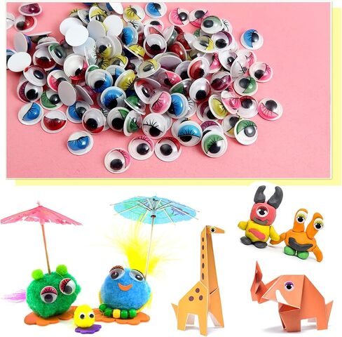 TOAOB 210pcs 15mm Wiggle Eyes with Eyelashes Googly Eye Self Adhesive in Kuwait