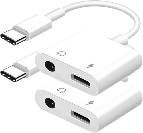 Seulliya USB C to 3.5mm Headphone Jack and Charger Adapter, 2-in-1 Audio & Fast Charging Splitter for Apple iPhone 16/15/Pro/Pro Max, iPad, Samsung, Pixel, and More 2Pack in Kuwait