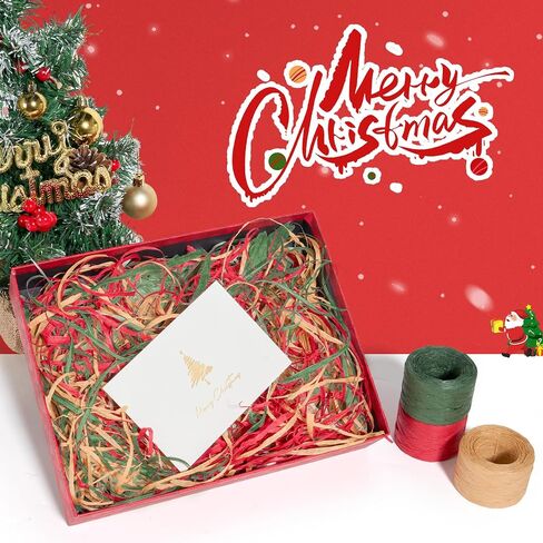 Sooez Raffia Ribbon String, 984 Feet Christmas Gift Wrapping Raffia Paper String Ribbon Packing Paper Twine for Craft DIY Supply Christmas, 328Feet Each Roll in Saudi Arabia