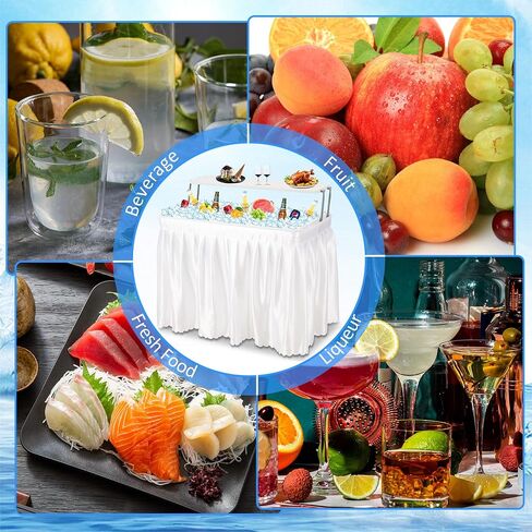 Dragosum Outdoor Ice Cooler Table with Drain and Shelf, Folding Table with Matching Skirt, Portable Table Coolers 4 Foot for Party BBQ Camping Wedding in Saudi Arabia