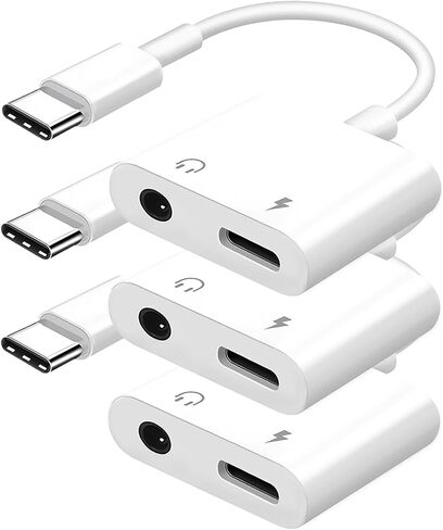 Seulliya USB C to 3.5mm Headphone Jack and Charger Adapter, 2-in-1 Audio & Fast Charging Splitter for Apple iPhone 16/15/Pro/Pro Max, iPad, Samsung, Pixel, and More 2Pack in Kuwait