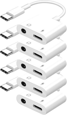 Seulliya USB C to 3.5mm Headphone Jack and Charger Adapter, 2-in-1 Audio & Fast Charging Splitter for Apple iPhone 16/15/Pro/Pro Max, iPad, Samsung, Pixel, and More 2Pack in Kuwait