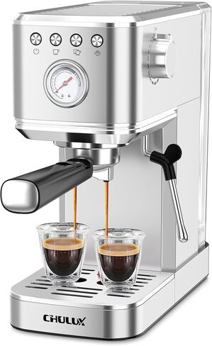 CHULUX Slim Espresso Machine with Milk Frother Steam Wand, 20 Bar Professional Pump Semi Automatic Espresso Coffee Machine for Home Cappuccino & Latte Maker, Gift for Dad or Mom in Kuwait
