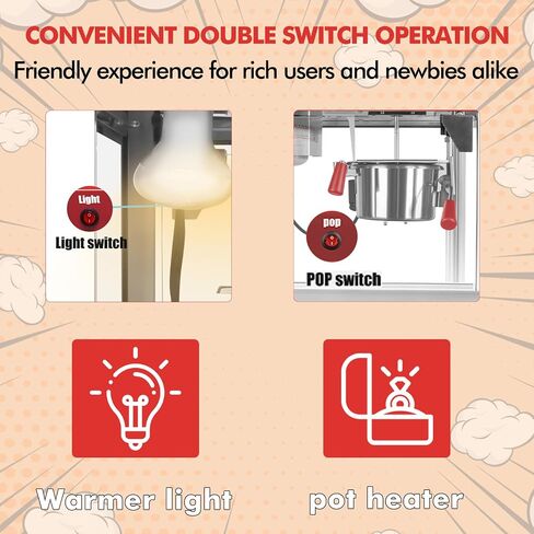 6 Ounce Popcorn Machine, Bar Style Popcorn Machine Popcorn Maker 600W Electric Popper for Home Theater Parties, and Events in Saudi Arabia