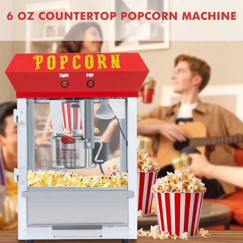 6 Ounce Popcorn Machine, Bar Style Popcorn Machine Popcorn Maker 600W Electric Popper for Home Theater Parties, and Events in Saudi Arabia