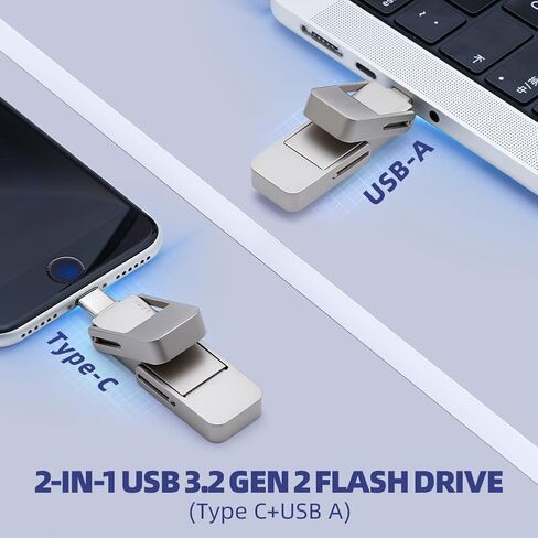 USB Drive 128GB External SSD,USB 3.2 Gen 2 A+C Dual Port Portable SSD,Up to 550MB/s for Data Storage, External Solid State Hard Drive for iPhone 15/16 /Android/PC/Mac/Laptop in Saudi Arabia