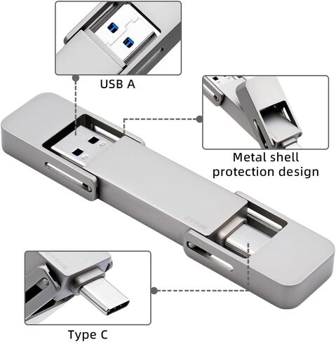 USB Drive 128GB External SSD,USB 3.2 Gen 2 A+C Dual Port Portable SSD,Up to 550MB/s for Data Storage, External Solid State Hard Drive for iPhone 15/16 /Android/PC/Mac/Laptop in Saudi Arabia