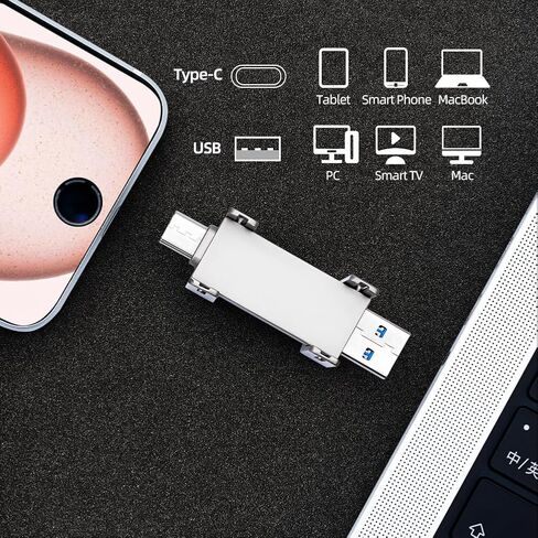 USB Drive 128GB External SSD,USB 3.2 Gen 2 A+C Dual Port Portable SSD,Up to 550MB/s for Data Storage, External Solid State Hard Drive for iPhone 15/16 /Android/PC/Mac/Laptop in Saudi Arabia