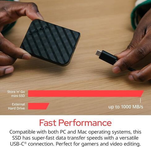 Verbatim 512GB Store 'n’ Go Mini External Solid State Drive USB 3.2 Gen 1 USB-C Connection - Diamond Black in Saudi Arabia