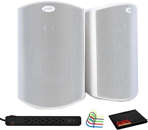 Polk Audio Atrium4 All-Weather Outdoor Speakers Bundle (White) Including: Surge Protector, Cable Ties, Fiber Cloth in Saudi Arabia