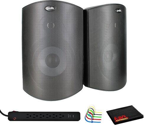 Polk Audio Atrium4 All-Weather Outdoor Speakers Bundle (White) Including: Surge Protector, Cable Ties, Fiber Cloth in Saudi Arabia