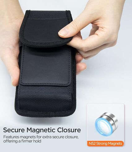 حقيبة حافظة الهاتف متوافقة مع iPhone 16/15/14/13/12/11 والموديلات المحترفة ، Galaxy S25 S24 S23 S22 ، حامل حزام الهاتف الخليوي مع حامل البطاقة والإغلاق المغناطيسي ، M-Black in Kuwait