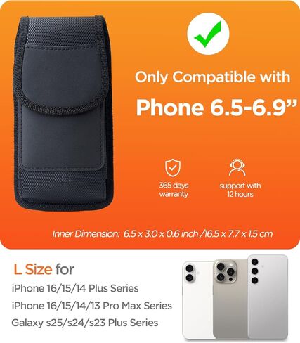 حقيبة حافظة الهاتف متوافقة مع iPhone 16/15/14/13/12/11 والموديلات المحترفة ، Galaxy S25 S24 S23 S22 ، حامل حزام الهاتف الخليوي مع حامل البطاقة والإغلاق المغناطيسي ، M-Black in Kuwait