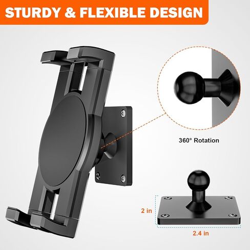 iTODOS Universal Tablet Wall Mount Holder for iPad, iPhone,Kindle Fire HD,Kindle Paper White,Galaxy Tabs,Google Nexus7/11,Switch,e-Reader,360°Adjustment Compatible with 4~12.9 inch Tablet and Phone in Saudi Arabia