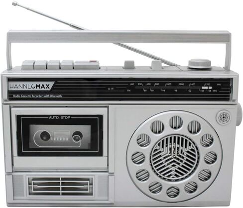 HANNLOMAX HX-601K Portable Radio Cassette Recorder with Bluetooth (Silver) in Saudi Arabia