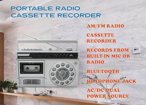 HANNLOMAX HX-601K Portable Radio Cassette Recorder with Bluetooth (Silver) in Saudi Arabia