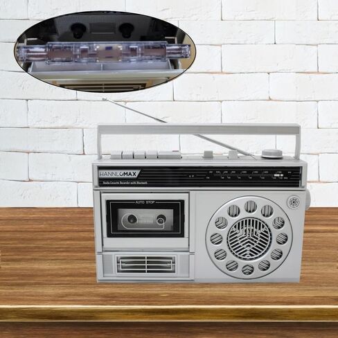 HANNLOMAX HX-601K Portable Radio Cassette Recorder with Bluetooth (Silver) in Saudi Arabia