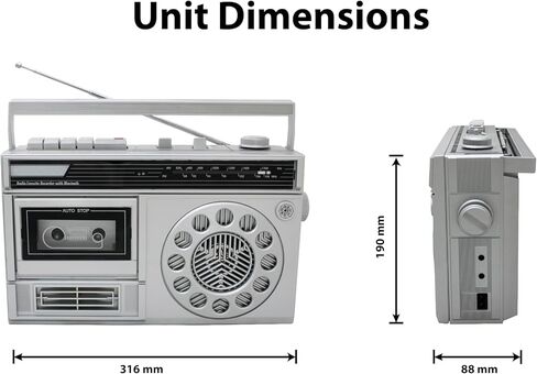 HANNLOMAX HX-601K Portable Radio Cassette Recorder with Bluetooth (Silver) in Saudi Arabia