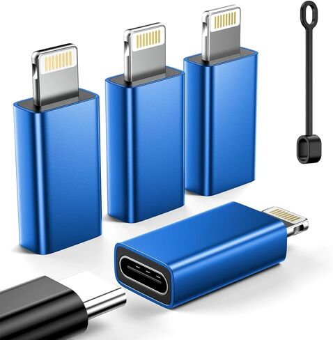 LERTOSEN MFi Certified USB C to Lightning Adapter 4-Pack | 27W Fast Charging & Data Sync, For iPhone 14/13/12/Pro/Max,iPad,AirPods, With Anti-Loss Lanyard,20000+Plug, Not for Audio/OTG in Saudi Arabia