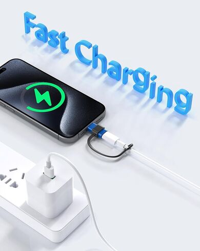 LERTOSEN MFi Certified USB C to Lightning Adapter 4-Pack | 27W Fast Charging & Data Sync, For iPhone 14/13/12/Pro/Max,iPad,AirPods, With Anti-Loss Lanyard,20000+Plug, Not for Audio/OTG in Saudi Arabia