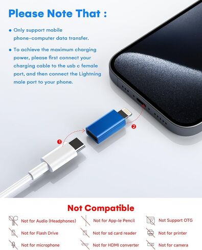 LERTOSEN MFi Certified USB C to Lightning Adapter 4-Pack | 27W Fast Charging & Data Sync, For iPhone 14/13/12/Pro/Max,iPad,AirPods, With Anti-Loss Lanyard,20000+Plug, Not for Audio/OTG in Saudi Arabia