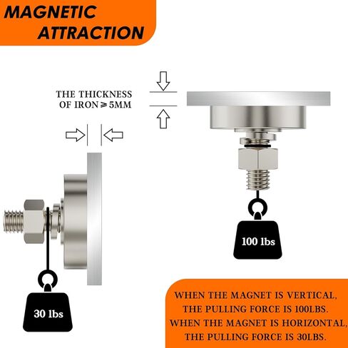 مغناطيس كأس مستدير قوي مع خيط ذكر M6، 4 قطع مغناطيس وعاء أرضي نادر شديد التحمل، قاعدة تثبيت مغناطيس نيوديميوم قوية للغاية وقابلة للإزالة للإضاءة والأدوات والكاميرا والمعدات in Kuwait