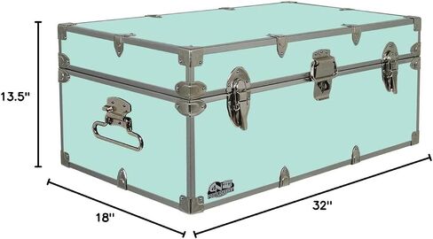 C&N Footlockers - Full-Size Happy Camper Trunk - #1 Summer Camp Trunk - Made in the USA - Steel Footlocker with Lid Stay - 32 x 18 x 13.5 Inches (Mint) in Kuwait