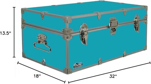 C&N Footlockers - Full-Size Happy Camper Trunk - #1 Summer Camp Trunk - Made in the USA - Steel Footlocker with Lid Stay - 32 x 18 x 13.5 Inches (Mint) in Kuwait