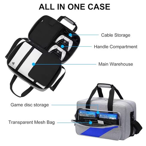 Weldilgit PS5 Carrying Case, Travel Case for PlayStation 5 Console, PlayStation Controllers& Accessories, Waterproof Thickened Protective Bag with Handle in Kuwait