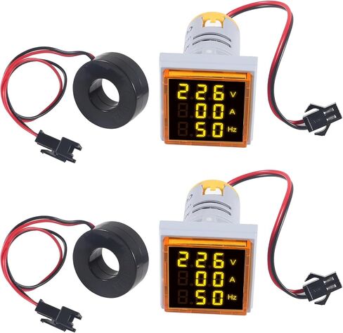 2PCS 3 in 1 22mm LED Digital Voltmeter Ammeter AC 60-500V 0-100A 20-75Hz AC Current Frequency Meter Indicator Digital Voltage Amp Tester with CT (White) in Saudi Arabia