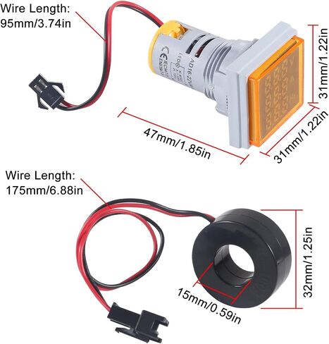 2PCS 3 in 1 22mm LED Digital Voltmeter Ammeter AC 60-500V 0-100A 20-75Hz AC Current Frequency Meter Indicator Digital Voltage Amp Tester with CT (White) in Saudi Arabia