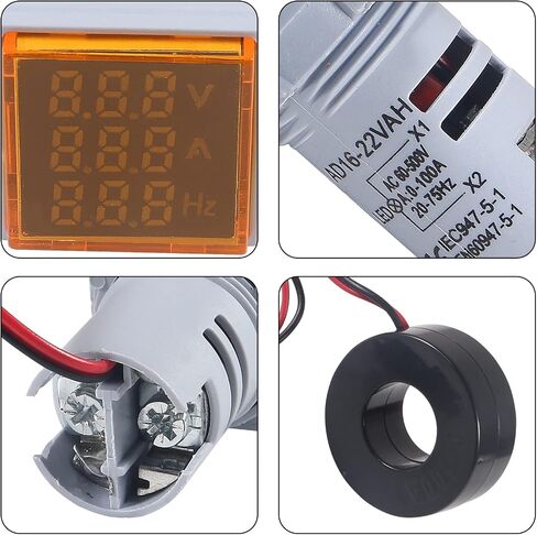 2PCS 3 in 1 22mm LED Digital Voltmeter Ammeter AC 60-500V 0-100A 20-75Hz AC Current Frequency Meter Indicator Digital Voltage Amp Tester with CT (White) in Saudi Arabia