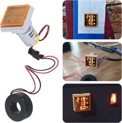 2PCS 3 in 1 22mm LED Digital Voltmeter Ammeter AC 60-500V 0-100A 20-75Hz AC Current Frequency Meter Indicator Digital Voltage Amp Tester with CT (White) in Saudi Arabia