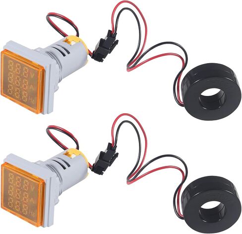 2PCS 3 in 1 22mm LED Digital Voltmeter Ammeter AC 60-500V 0-100A 20-75Hz AC Current Frequency Meter Indicator Digital Voltage Amp Tester with CT (White) in Saudi Arabia