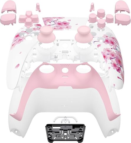eXtremeRate Cherry Blossom Whisper Full Set Shell with Buttons Touchpad Cover, Custom Replacement Decorative Trim Shell Front Back Plates Compatible with p s 5 Controller BDM-030 BDM-040 BDM-050 in Saudi Arabia