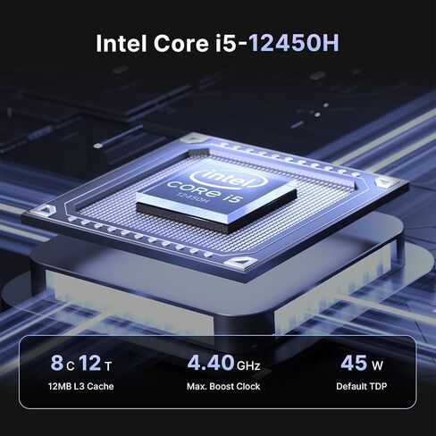 Reatan Mini PC Intel S6 Core i5 12450H(8C/12T,Turbo 4.4GHz), 16GB DDR4 512GB 3200 MHz NVMe SSD Gaming PC, 4K Triple Display, Mini Desktop Computer, WiFi6/BT5.2 in Saudi Arabia