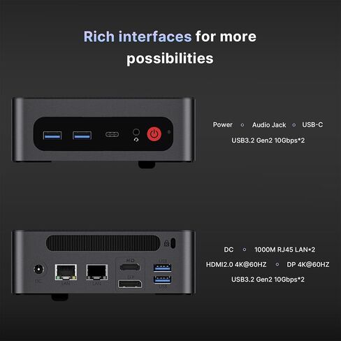 Reatan Mini PC Intel S6 Core i5 12450H(8C/12T,Turbo 4.4GHz), 16GB DDR4 512GB 3200 MHz NVMe SSD Gaming PC, 4K Triple Display, Mini Desktop Computer, WiFi6/BT5.2 in Saudi Arabia