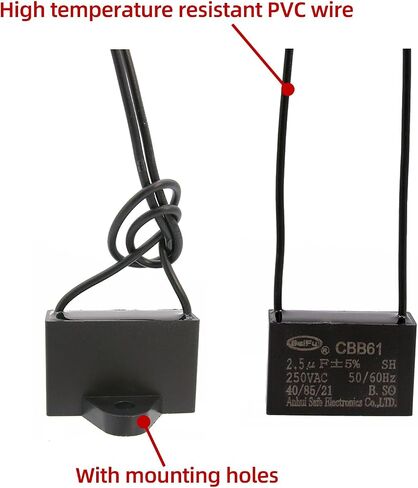 AKZYTUE CBB61 Capacitor 15uf 250V AC Ceiling Fan 2 Wire 50/60Hz for Starting Electric Fan Generator Pump Motor in Kuwait