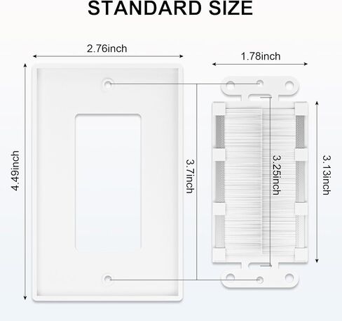 FGB 10 Pack Brush Wall Plate with Low Voltage Mounting Bracket, Cable Pass Through Wall Plate for Wires, Single Gang Cable Access Strap, Wall Socket - White in Saudi Arabia