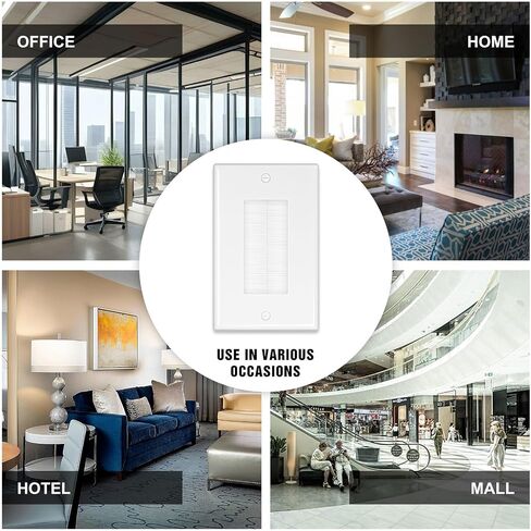 FGB 10 Pack Brush Wall Plate with Low Voltage Mounting Bracket, Cable Pass Through Wall Plate for Wires, Single Gang Cable Access Strap, Wall Socket - White in Saudi Arabia