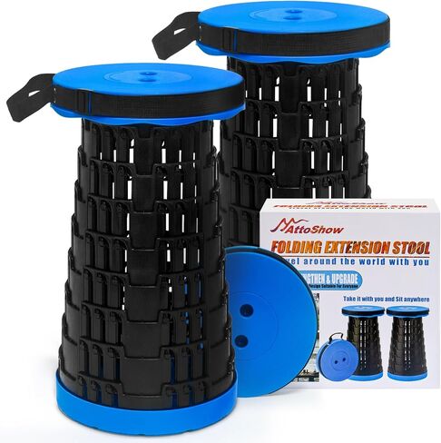 2025 2PCS Upgraded Collapsible Stool Thickened Set, Portable Stool Folding Stools, Foldable Chair for Camping Fishing Hiking BBQ and Outdoor Activities - Max 500lbs (Black) in Saudi Arabia