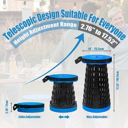 2025 2PCS Upgraded Collapsible Stool Thickened Set, Portable Stool Folding Stools, Foldable Chair for Camping Fishing Hiking BBQ and Outdoor Activities - Max 500lbs (Black) in Saudi Arabia