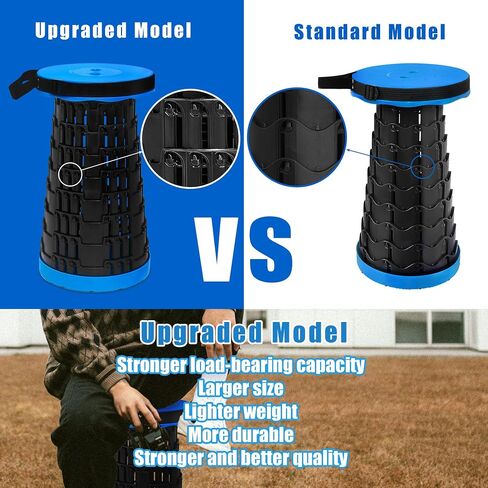 2025 2PCS Upgraded Collapsible Stool Thickened Set, Portable Stool Folding Stools, Foldable Chair for Camping Fishing Hiking BBQ and Outdoor Activities - Max 500lbs (Black) in Saudi Arabia
